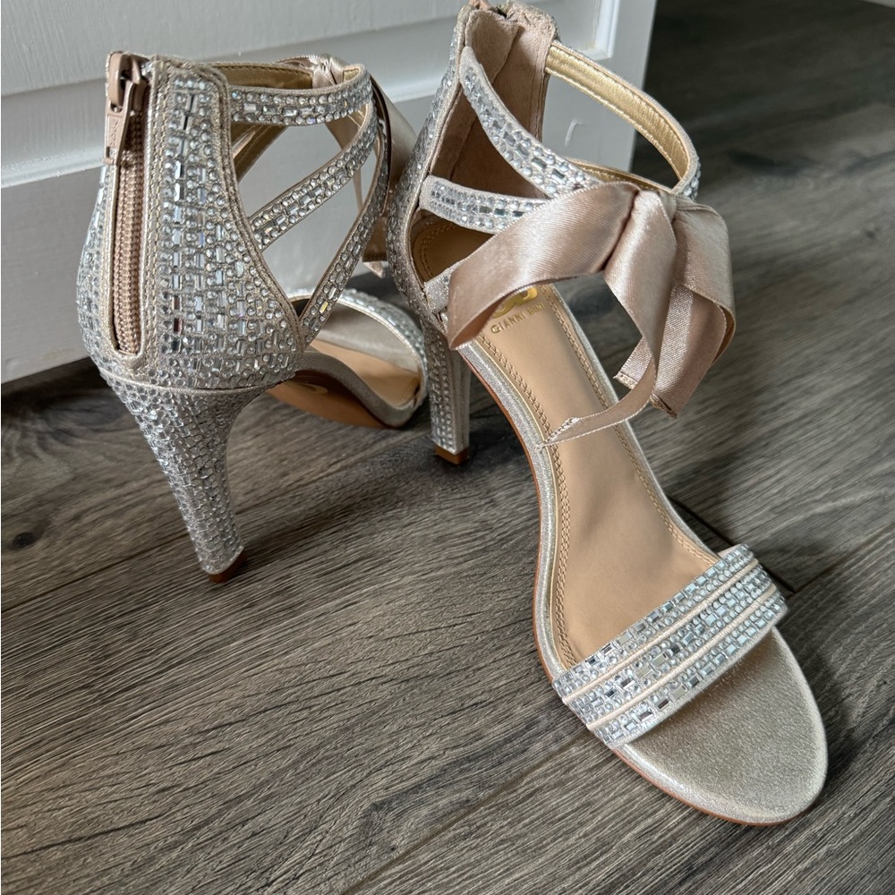 Gianni Bini Silver and Gold Strappy Heels